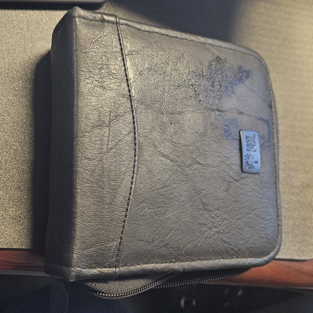 Black Leather Wallet with Textured Finish